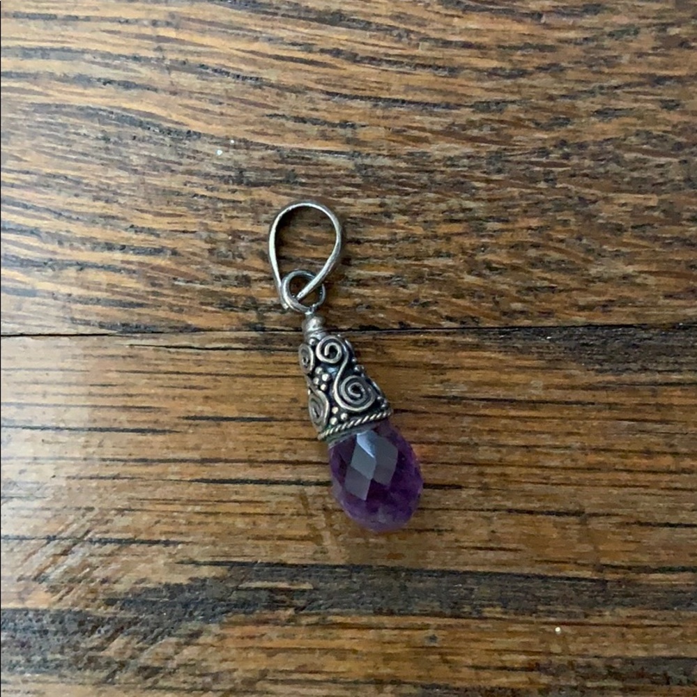 Amethyst Crystal and Sterling Pendant
